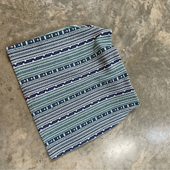 Striped Blue and Green Women's Mini Skirt - Picture 2 of 3